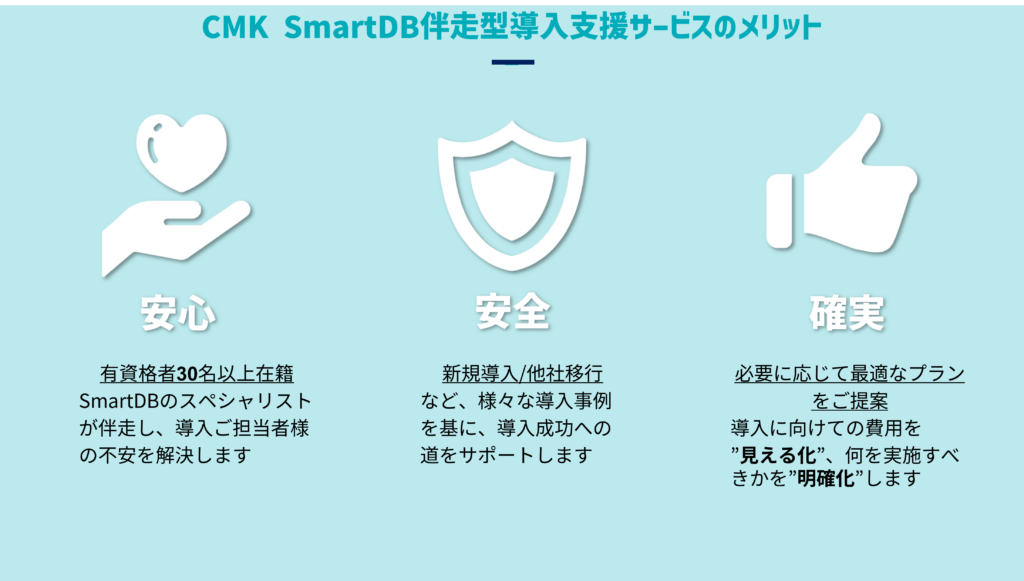 CMK-SmartDB伴走型導入支援サービスのメリット